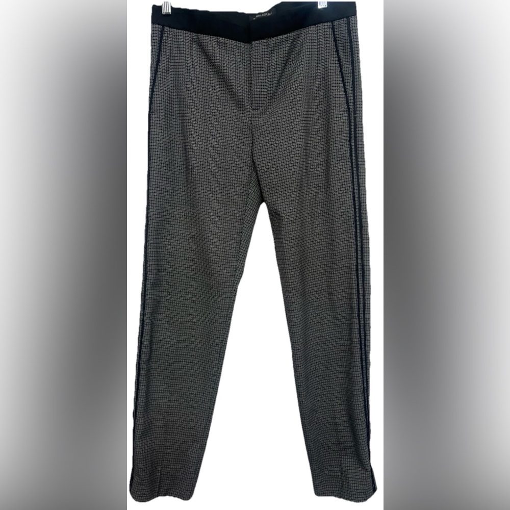 Banana Republic Women's Black and Gray Patterned Dress Pants 6 Long